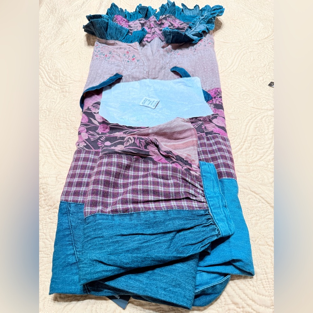 NWT Young Threads M pp29 Patchwork Denim Button-U… - image 12